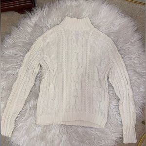 Chaps Sweater Women Mock Turtleneck Cable Knit in Color White